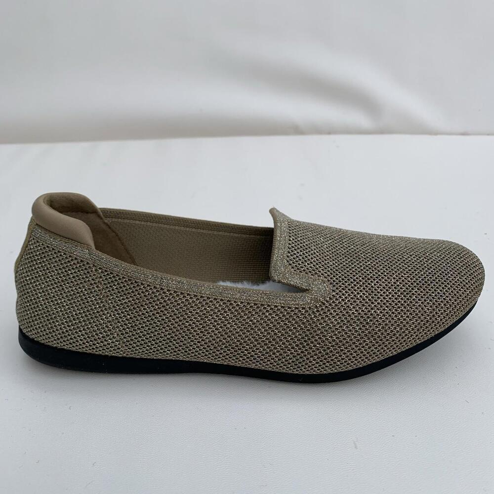 Clarks Cloudstepper Gold Flats Loafers Slippers Fur Lined Sz 10 - Picture 6 of 9